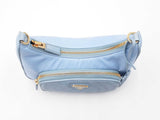 Prada Mini Shoulder Bag In Sky Blue Re-nylon & Ostrich Leather Fw0226lrxzdu
