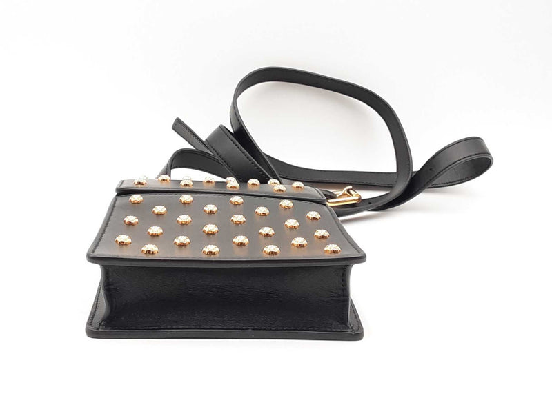 Versace La Medusa Stud Black Leather Mini Shoulder Bag Fw0125oxzsa