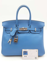 Hermes Birkin 25 Bleu Brighton Blue Swift Palladium Handbag Do1225lrrxzde