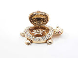 Mama And Baby Turtle Locket Pendant In 14k Tri-color Gold 6.9 Grams Fw0726wsxdu