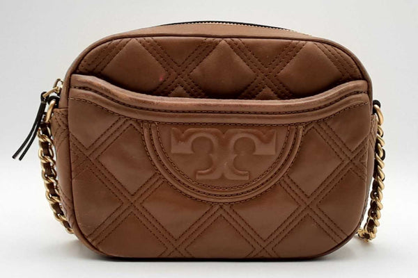 Tory Burch Fleming Quilted Brown Leather Crossbody Camera Bag Eb1224ixdu