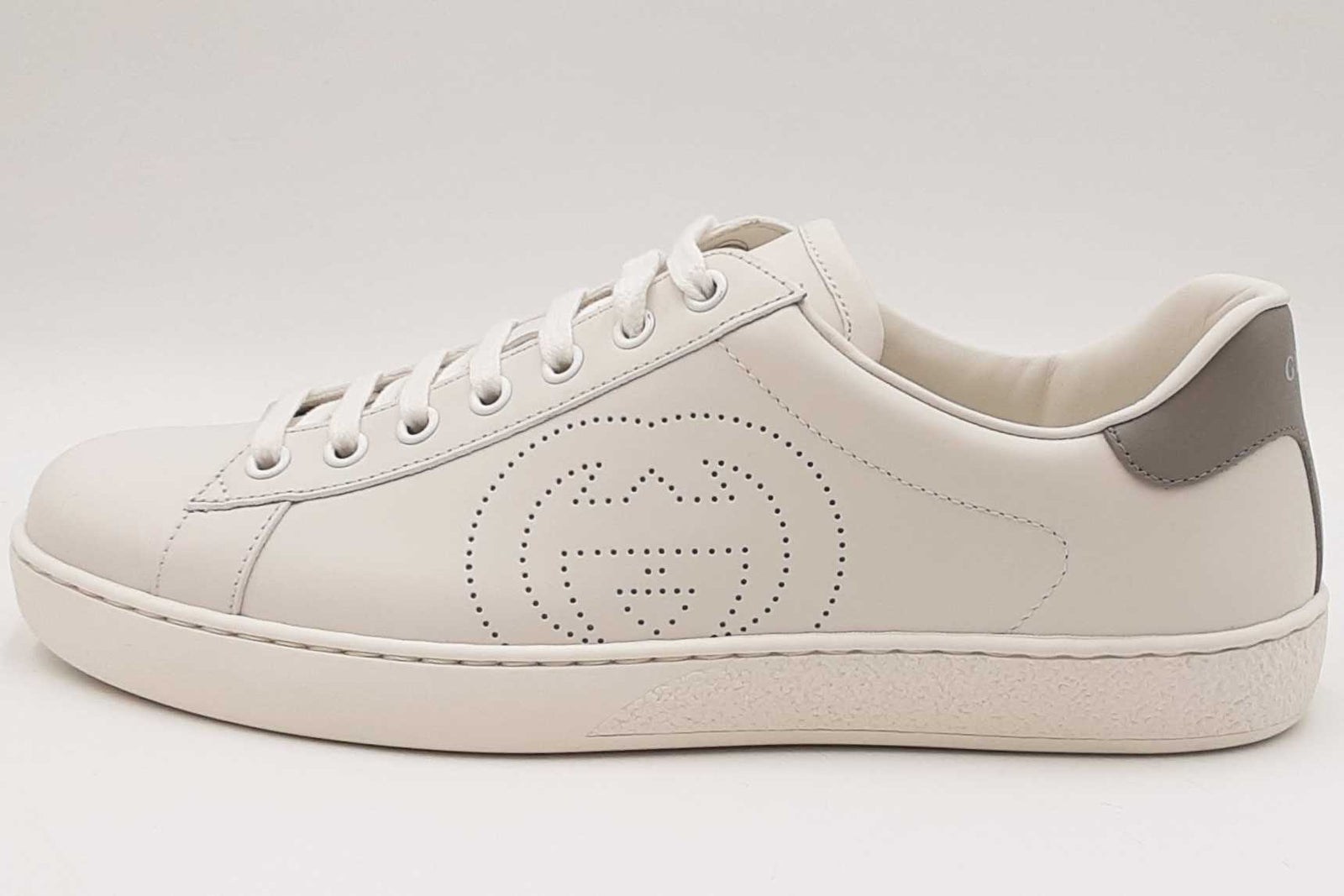 Gucci Aces Perforated Interlocking G Leather Sneakers Size 7
