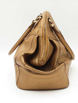 Mcm Gold Metallic Leather Top Handle Satchel Bag Eb0726lordu