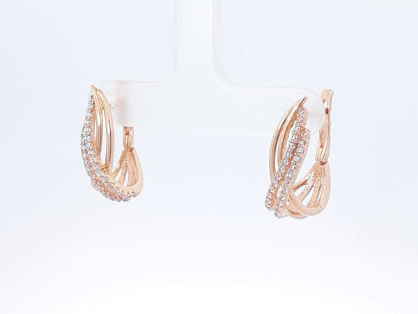 14k Rose Gold & Cubic Zirconia Crossover Leverback Earrings 4.5 Gram Fw0924lerdu