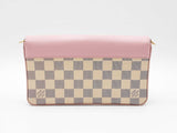 Louis Vuitton Pochette Félicie In Damier Azur Canvas & Rose Leather Fw0626rrzdu