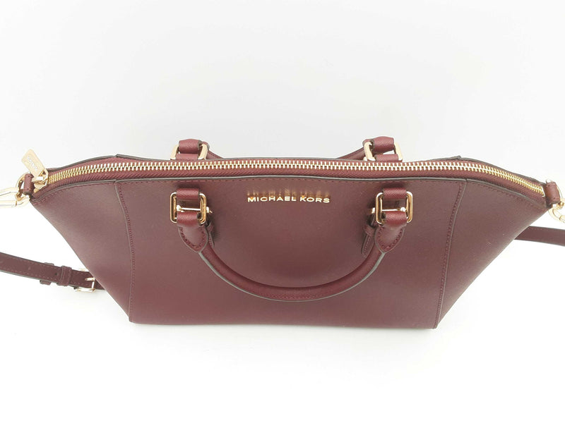 Michael Kors Ciara Large Saffiano Leather Burgundy Satchel Sd0425wzsa