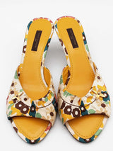 Louis Vuitton Logo Floral Motif Open Toe Kitten Heels Size 37 Eb1125lxzde