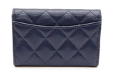 Chanel Navy Blue Quilted Caviar Flap Card Wallet Eb1125pxzdde