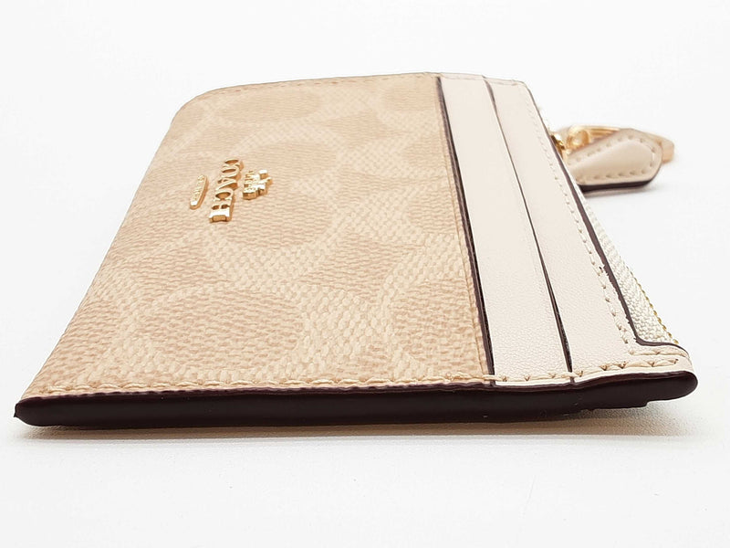 Coach Mini Skinny Sand Beige Signature Coated Canvas Id Case Do0325orde