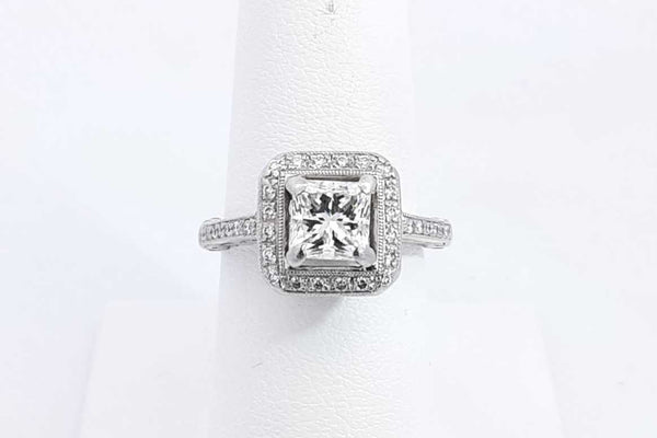 Approx. 1ctw Center Princess Cut Diamond Ring In Platinum 8.73g Sz 7 Eb924lrxzsa