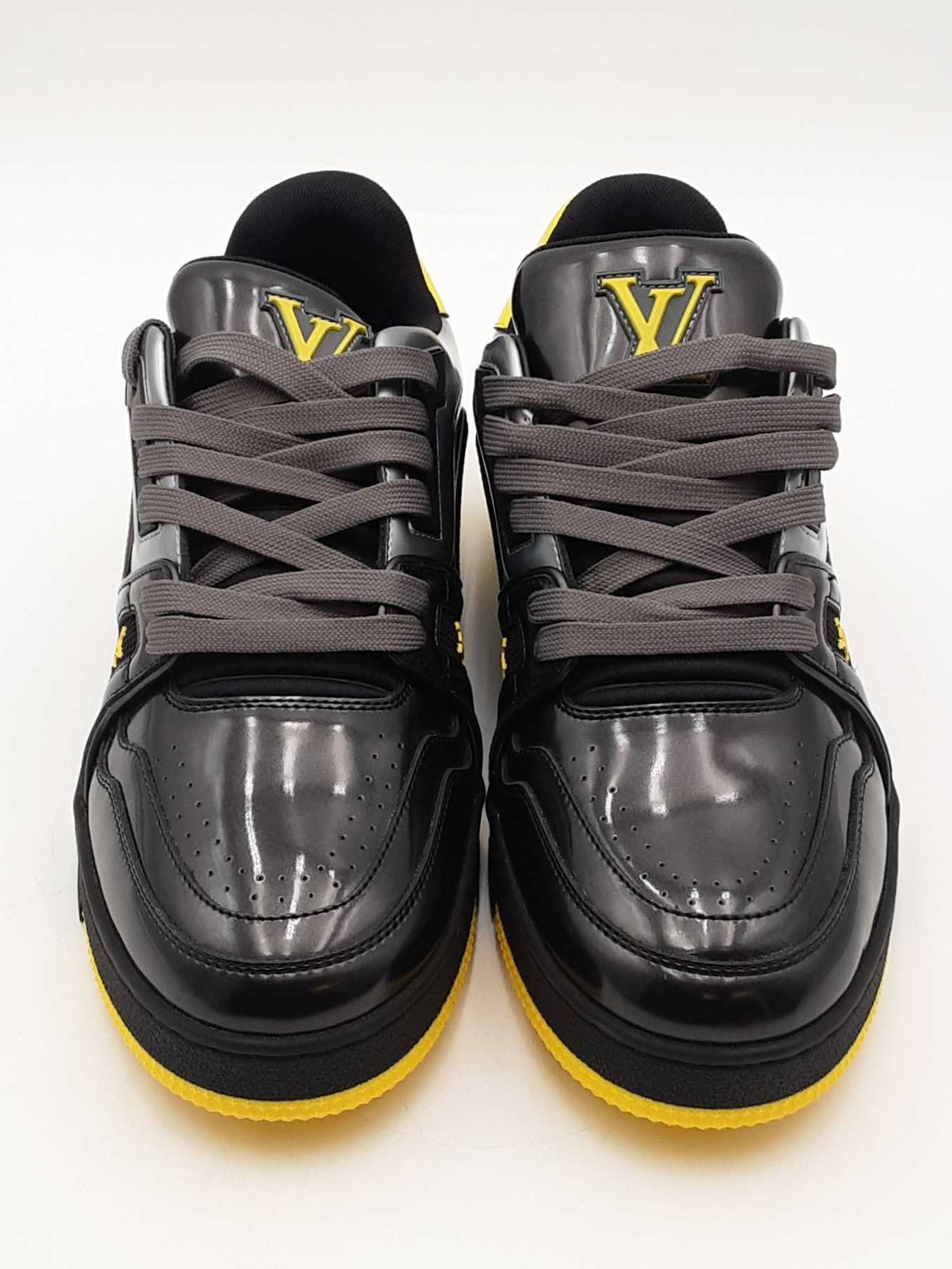 Louis Vuitton Lv Black & Yellow Trainers Sneakers Size 6.5