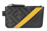 Fendi Ff Diagonal Black & Yellow Stripe Coin Pouch Keychain Wallet Eb0826crde