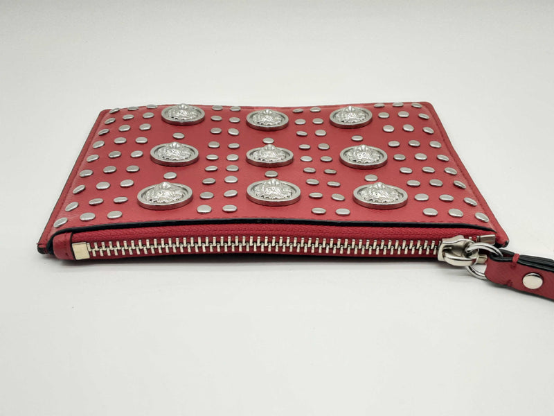 Versace Versus Lion Studded Red Leather Clutch Bag Do0624lxzde