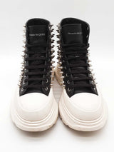 Alexander Mcqueen Tread Slick Spikes Black Leather Sneakers Size 42 Eb0626crde