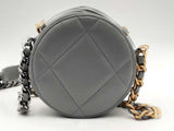 Chanel 19 Round Lambskin Crossbody Gray Aa0525ezxsa
