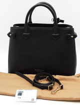 Burberry Black Leather House Check Banner Tote Bag Eb1025prxdu