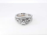 1.12 Cttw Diamond & 14k White Gold Princess-cut Halo Bridal Set 7.5 Grams Size 6.5 Fw0726crxdu