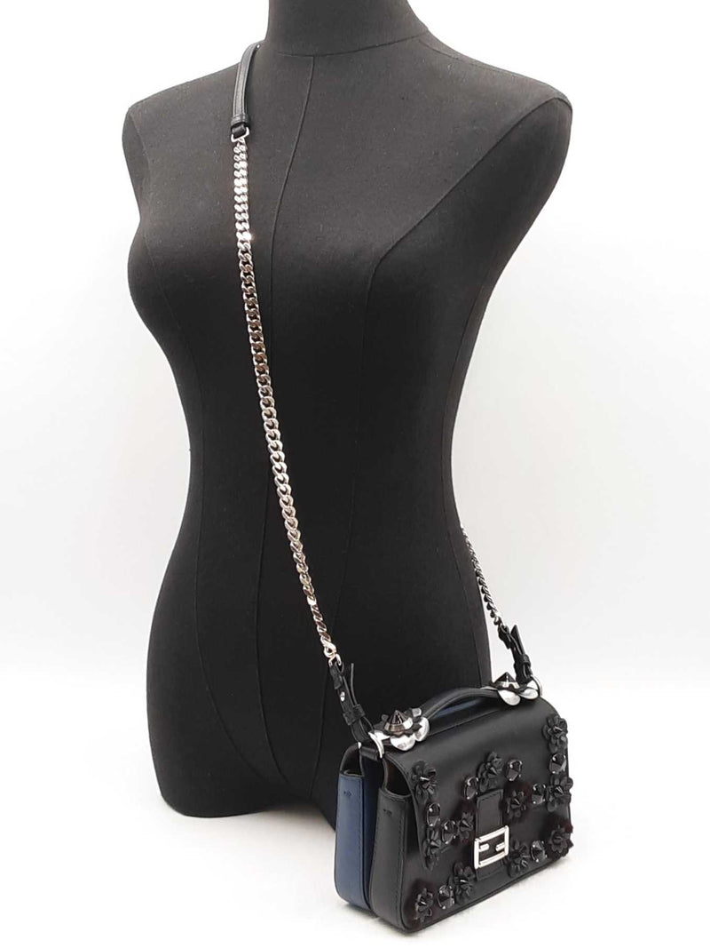Fendi Flowerland Micro Double Baguette In Bicolor Vitello Dolce Fw0225pzxdu