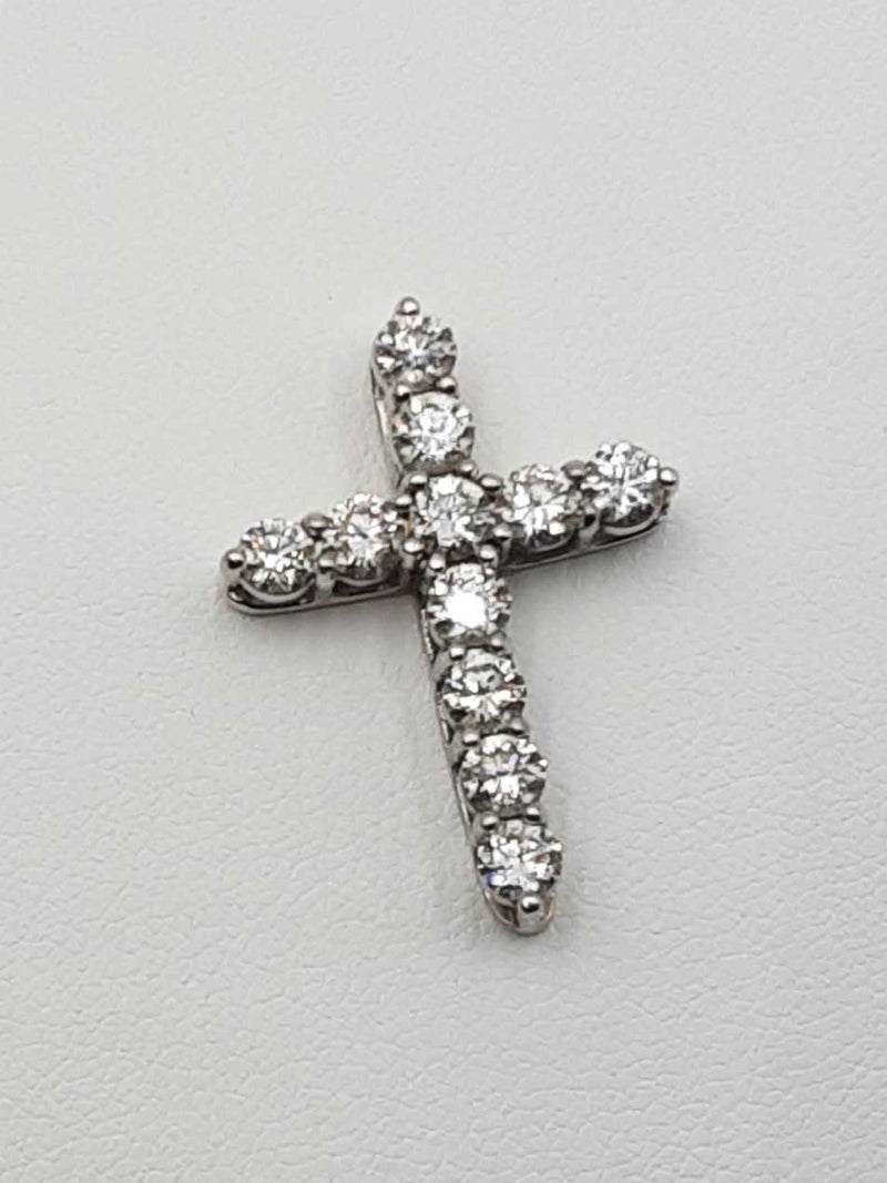 1.65 Cttw Diamond & 14k White Gold 14k Cross Pendant 3.5 Grams Fw00625rzxdu