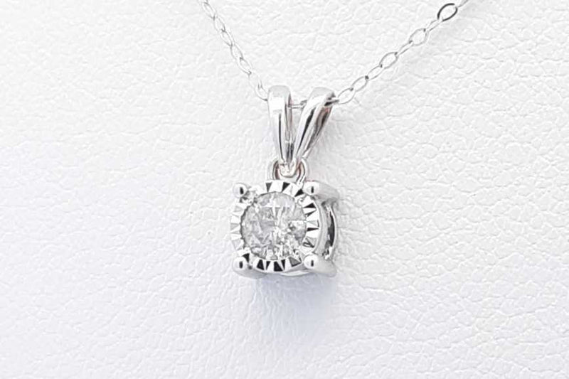 Approx. 0.15ctw Diamond Pendant & Chain In 14k White Gold 1.5g 19 In Eb1024exsa