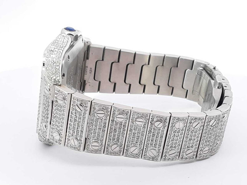 Cartier Santos 40mm Watch Diamonds Aftermarket Customized Sd1125crzxsa