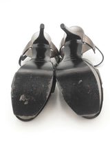 Yves Saint Laurent Tribute Gunmetal Metallic Platform Heels Size 39 Eb0626lrxsa