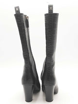 Chanel Croc Embossed Black Leather Boots Size 36.5 Eb0824wrxsa