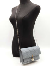 Christian Dior My Daily Dior Pouch In Cloud Blue Cannage Lambskin Fw00725lzxzdu