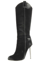 Tom Ford Black Velvet Knee High Boots Size Eu 36 Do0525wxzde