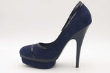 Yves Saint Laurent Navy Suede & Black Leather Courts Heels Size 38.5 Eb0525cxsa