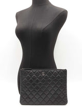 Chanel Medium Cosmetic Pouch In Iridescent Black Caviar Leather Fw1125prxdu