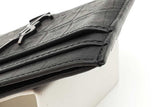 Yves Saint Laurent Crocodile Embossed Black Leather Card Case Wallet Eb0926lxzsa