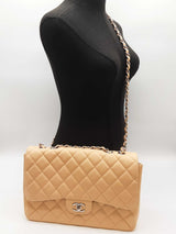 Chanel Classic Single Flap Jumbo Beige Quilted Leather Shoulder Bag Do0125rxzxde