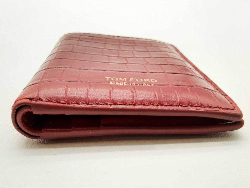 Tom Ford Red Croc Embossed Leather Card Holder Wallet Do1124owxde