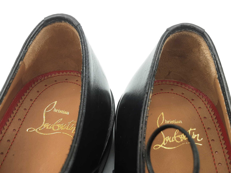 Christian Louboutin City Bro Flat Black Leather Shoes Size Eu 39.5 Do0425lxzde