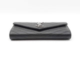 Yves Saint Laurent Cassandre Black Matelassé Leather Flap Wallet Fw0925ooxdu