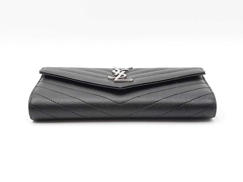 Yves Saint Laurent Cassandre Black Matelassé Leather Flap Wallet Fw0925ooxdu