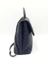 Chanel Coco Top Handle Flap Bag In Navy Blue Quilted Caviar Leather Fw0925ooxzdu