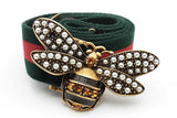 Gucci Web Canvas Belt With Queen Maragret Bee Buckle Size 95/38 Eb0526ixsa