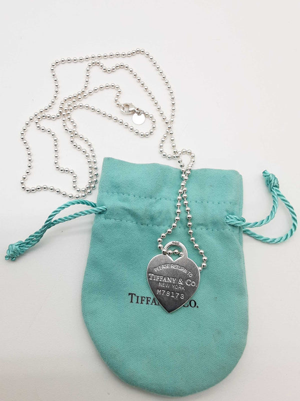 Tiffany & Co Return To Tiffany Heart Tag 0.925 Silver 22.3g Pendant Bead Chain 34 In Do0425exde