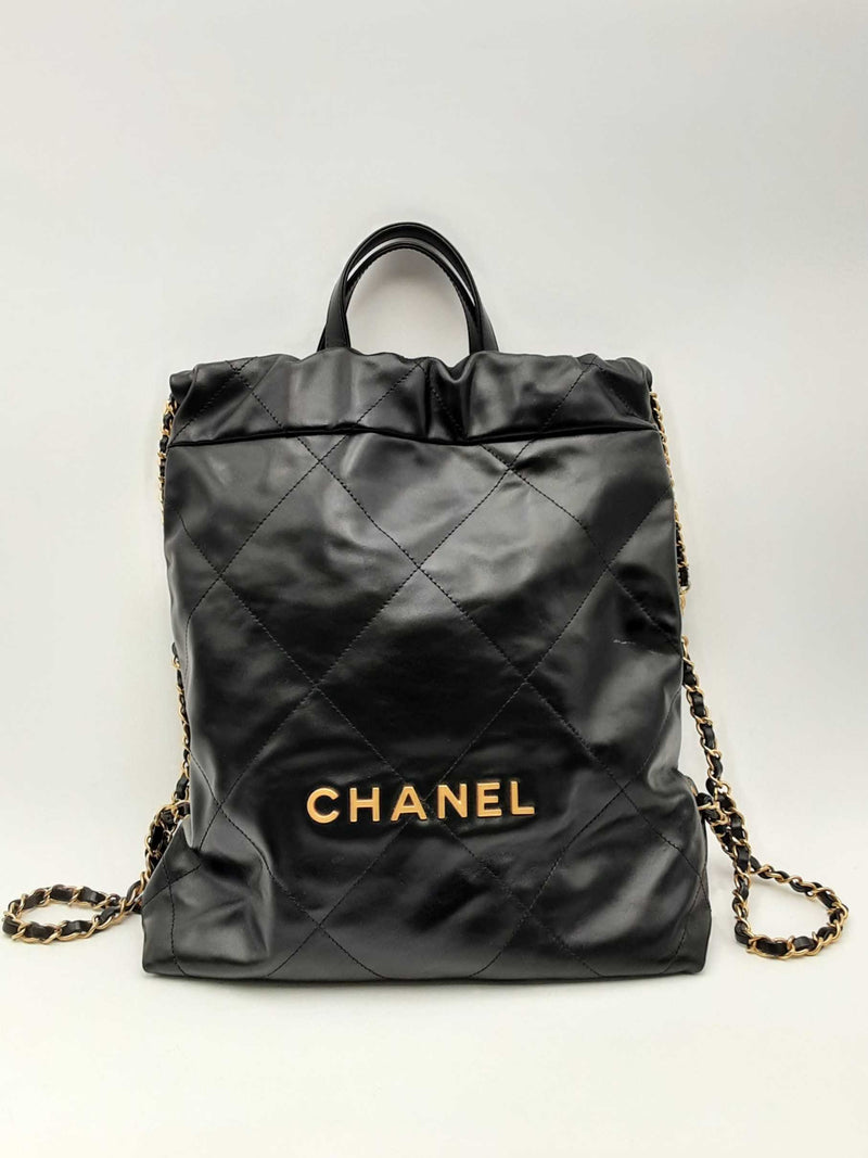 Chanel 22 Black Quilted Leather Backpack Eb0225olxzsa