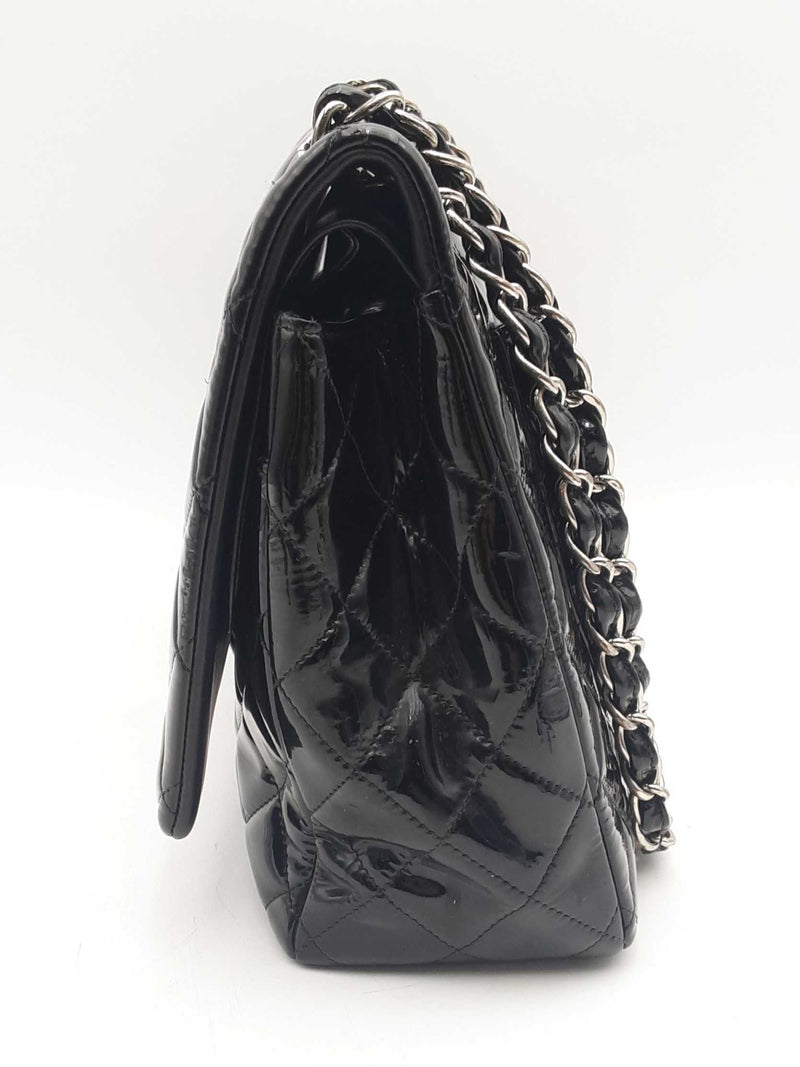 Chanel Classic Maxi Black Quilted Patent Leather Double Flap Bag Sd0825wzxzsa