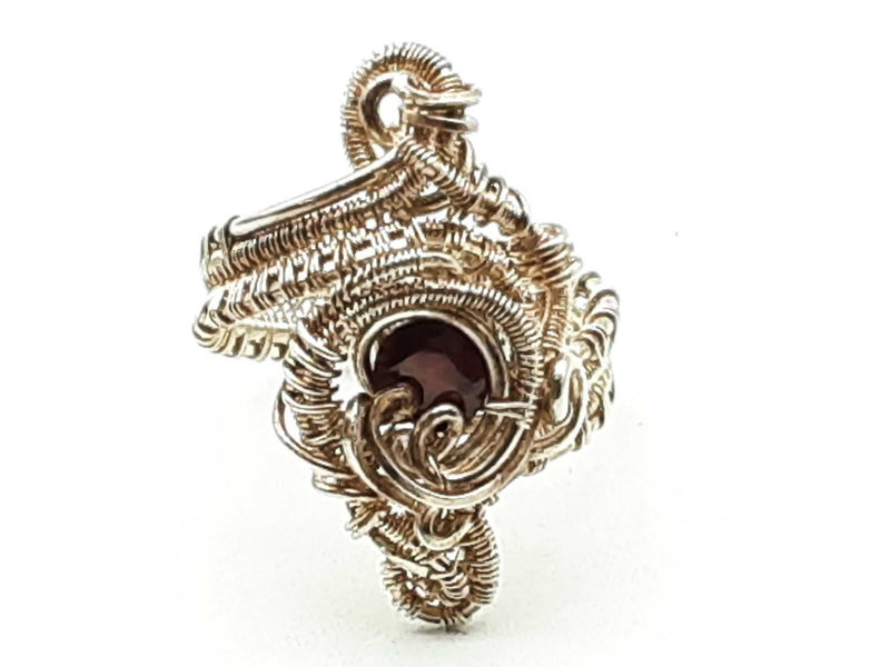 0.925 Sterling Silver 7.0g Wire Wrapped Red Stone Ring Size 9 Do1024lxde