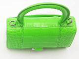 Balenciaga Croc Embossed Leather Hourglass Crystal Xs Green Handbag Aa0126rzxsa
