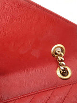 Yves Saint Laurent Envelope Flap Bag In Red Quilted Grained Leather Fw1225przdu
