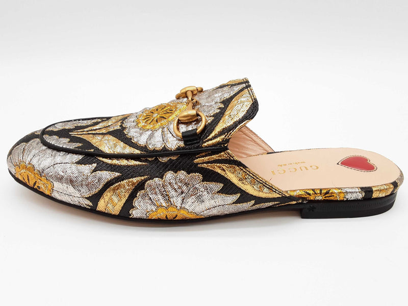 Gucci Princetown Horsebit Metallic Silver Gold Slip Ons Size Eu 37 Do0925oxzde