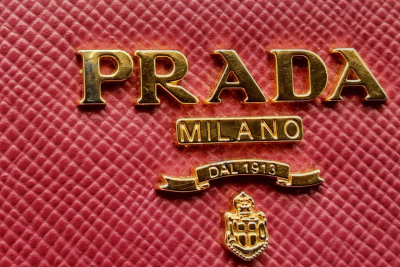 Prada Dark Pink Saffiano Leather Zip Around Wallet Eb1124crsa