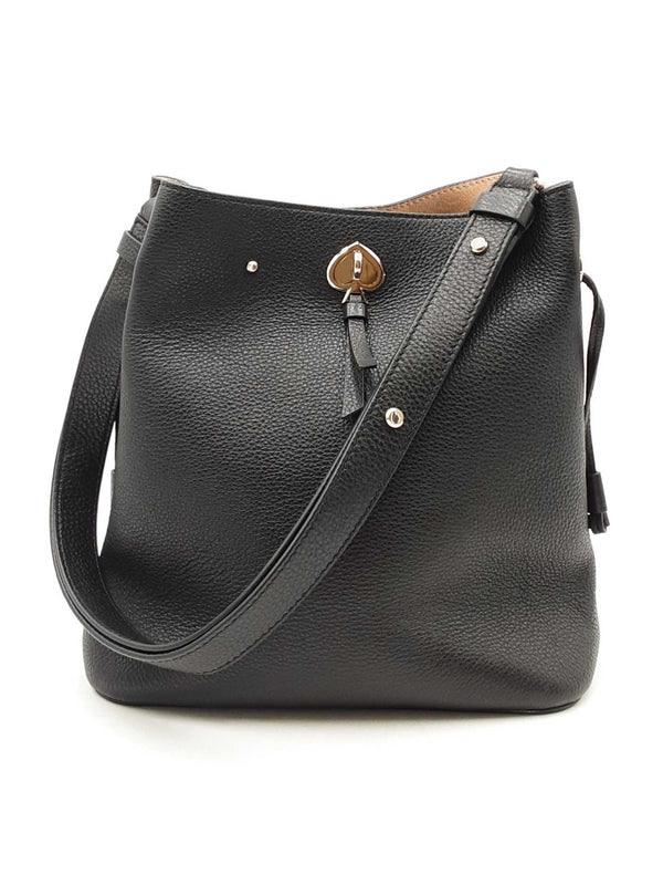 Kate Spade Marti Bucket Bag In Black Pebbled Leather Fw0525wzdu