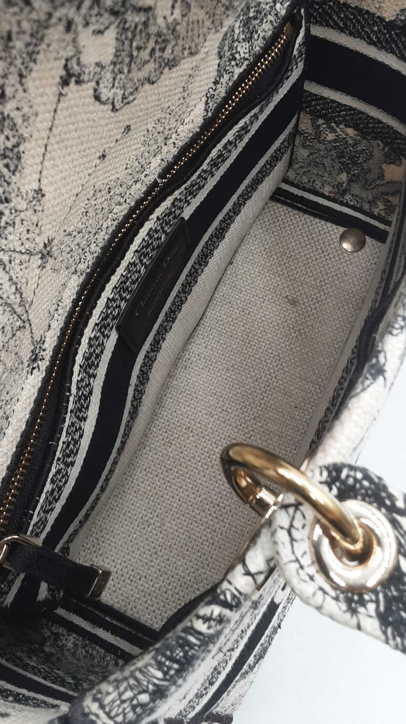 Christian Dior Lady Dior D-lite In Toile De Jouy Embroidered Canvas Fw0725lexzdu