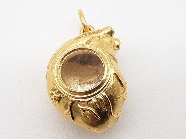 18k Yellow Gold 24.2g Anatomically Accurate Heart Pendant Do0525cxzde
